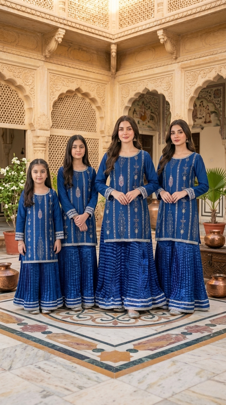 Stitch Mirror Silk Cutdana Sharara 2 pc's